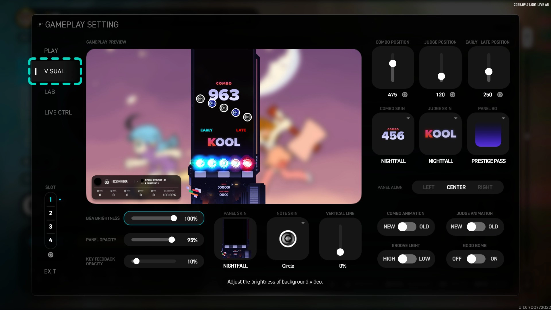 参数设置面板 - VISUAL 部分