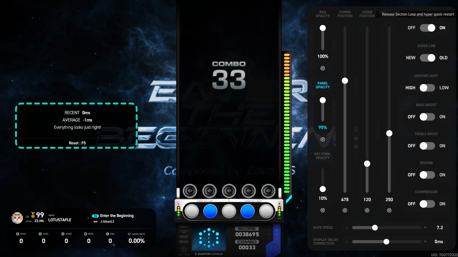 参数设置面板 - LIVE CTRL PLAYING
